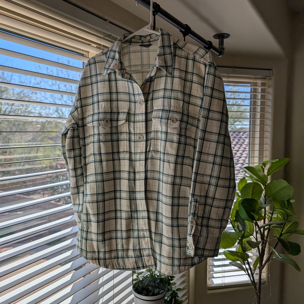 Eddie Bauer Cotton White and Green Shacket